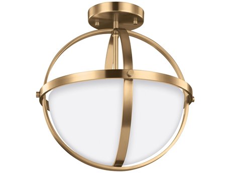 Generation Lighting Alturas 2-Light Satin Brass Bronze Glass Globe Semi Flush Mount
