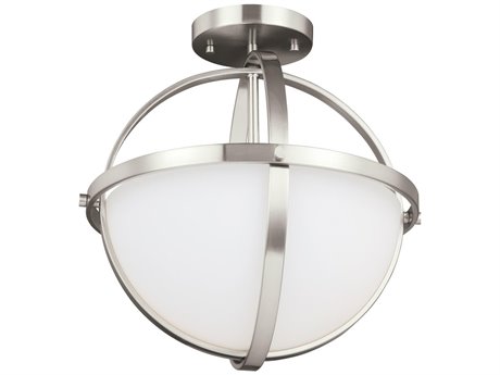 Generation Lighting Alturas 2-Light Brushed Nickel Glass Globe Semi Flush Mount
