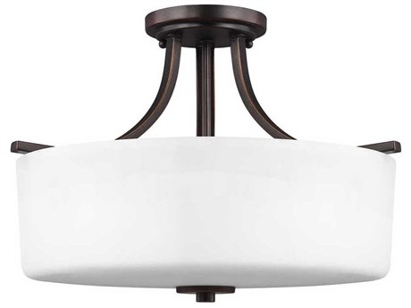 Generation Lighting Canfield 3-Light Bronze Glass Semi Flush Mount