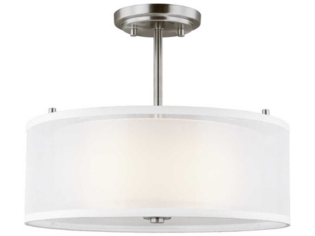 Generation Lighting Elmwood Park 2-Light Brushed Nickel Glass Drum Semi Flush Mount