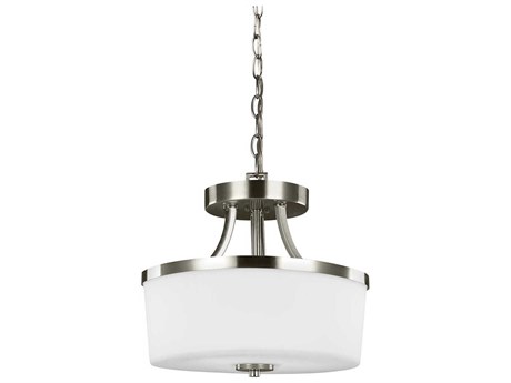 Generation Lighting Hettinger 2-Light Brushed Nickel Glass Drum Pendant