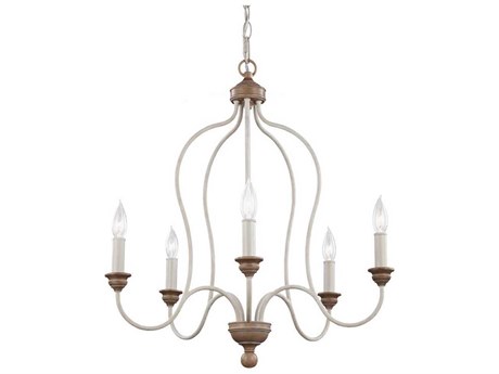 Generation Lighting Hartsville 5-Light Chalk Washed Beachwood White Candelabra Chandelier