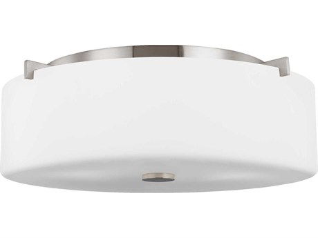 Generation Lighting Sunset Drive 3-Light Brushed Steel Glass Drum Flush Mount