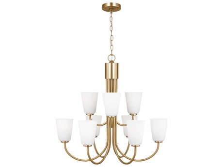 Generation Lighting Miles 9-Light Satin Brass Bell Chandelier