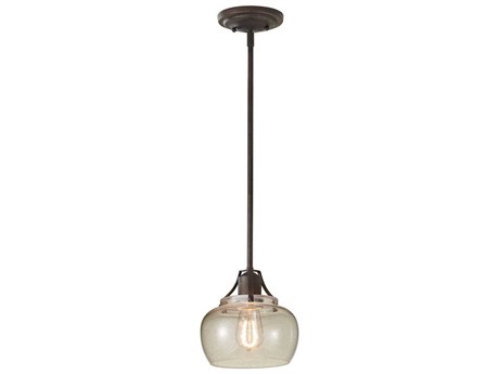 Generation Lighting Urban Renewal 1-Light Rustic Iron Brown Glass Mini Pendant