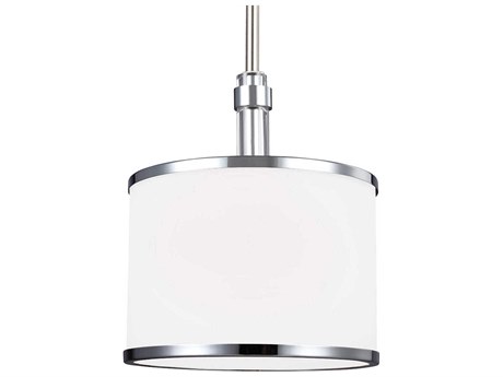 Generation Lighting Prospect Park 1-Light Satin Nickel Chrome Glass Drum Mini Pendant