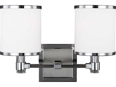 Generation Lighting Prospect Park 2-Light Satin Nickel Chrome Glass Vanity Light