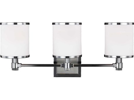 Generation Lighting Prospect Park 3-Light Satin Nickel Chrome Glass Vanity Light