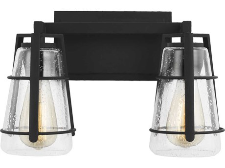 Generation Lighting Adelaide 2-Light Midnight Black Glass Vanity Light