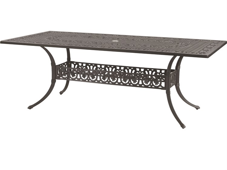 Gensun Michigan Cast Aluminum 72''W x 38''D Rectangular Dining Table with Umbrella Hole