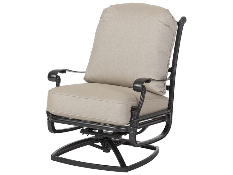 Gensun Florence Cast Aluminum Cushion High Back Swivel Rocker Lounge Chair