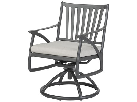 Gensun Amari Aluminum Carbon Swivel Rocker Dining Arm Chair - No Cushion