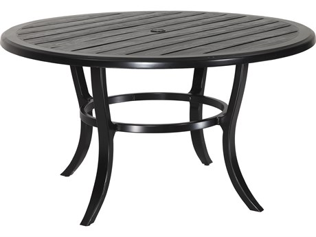 Gensun Lattice Cast Aluminum 53'' Round Dining Table with Umbrella Hole