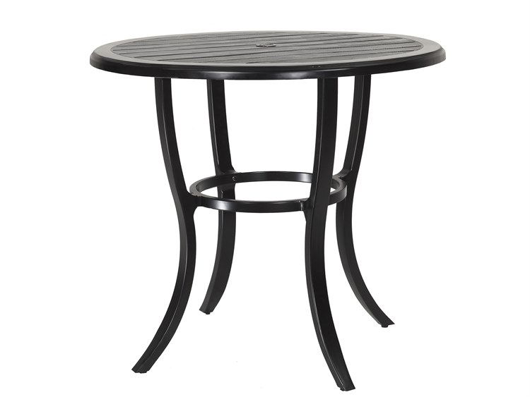 Gensun Lattice Cast Aluminum 44'' Round Bar Table with Umbrella Hole