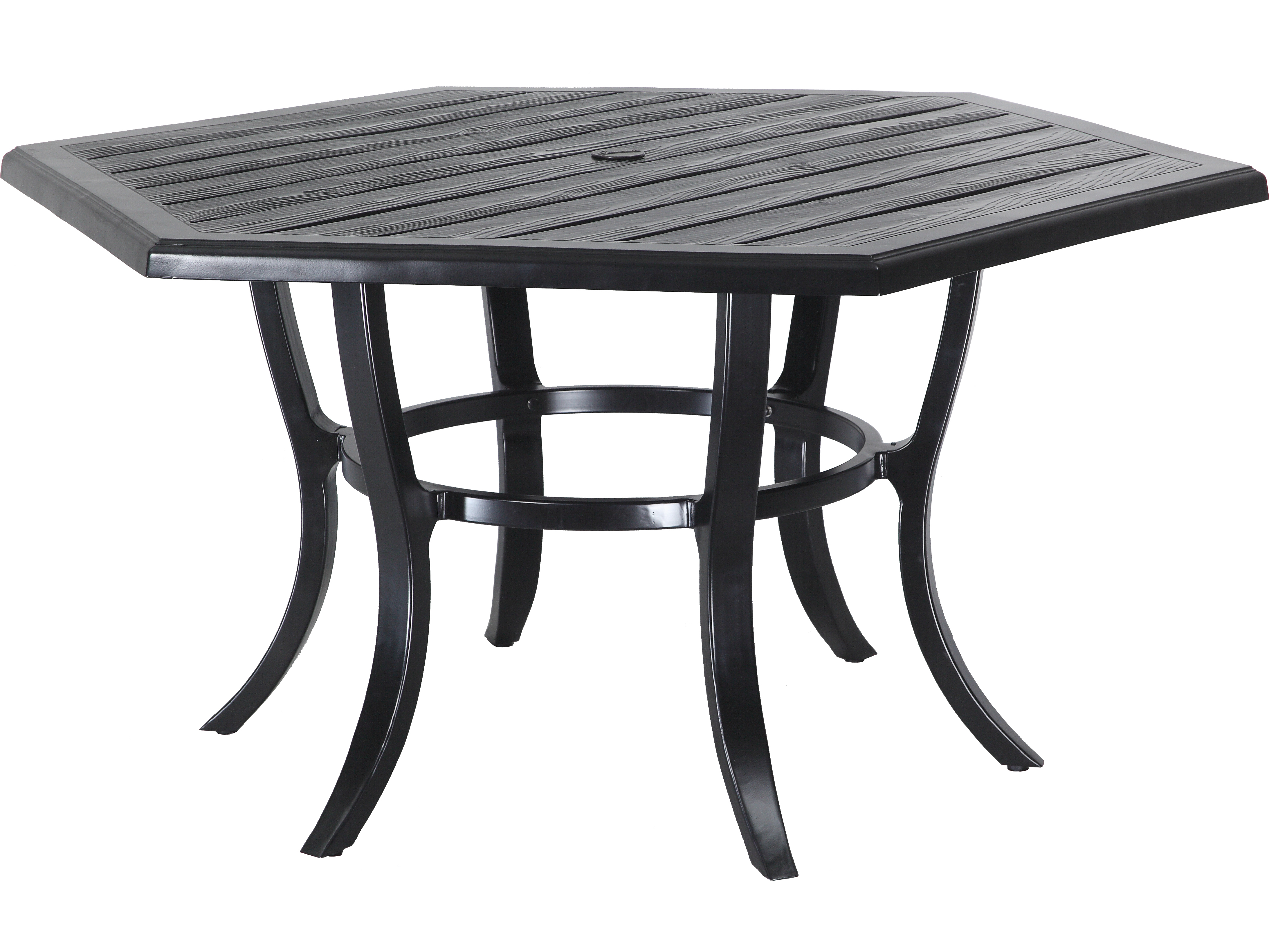 Glass Hexagon Patio Table : 6 patio chairs (2 with arm rests) dark