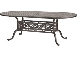 Gensun Grand Terrace Cast Aluminum 86''W x 42''D Oval Dining Table with Umbrella Hole