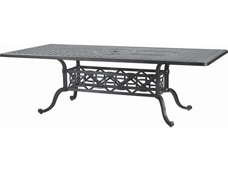 Gensun Grand Terrace Cast Aluminum 86''W x 42''D Rectangular Dining Table with Umbrella Hole