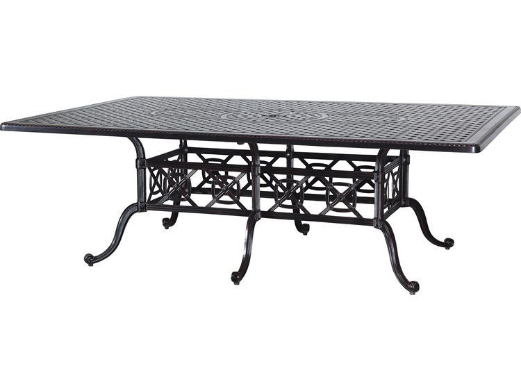 Gensun Grand Terrace Cast Aluminum 90''W x 60''D Rectangular Dining Table with Umbrella Hole