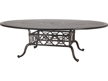 Gensun Grand Terrace Cast Aluminum 80''W x 60''D Geo Dining Table with Umbrella Hole
