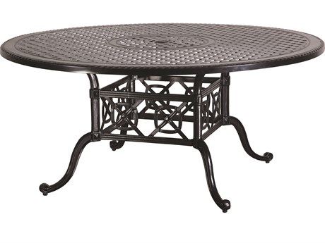 Gensun Grand Terrace Cast Aluminum 66'' Round Dining Table with Umbrella Hole