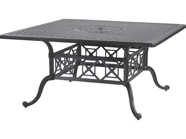Gensun Grand Terrace Cast Aluminum 60'' Square Dining Table with Umbrella Hole