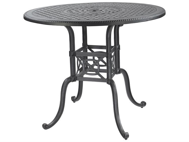 Gensun Grand Terrace Cast Aluminum 48'' Round Bar Table with Umbrella Hole