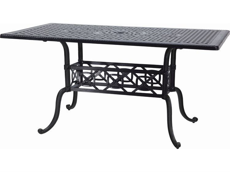 Gensun Grand Terrace Cast Aluminum 63''W x 42''D Rectangular Bar Table with Umbrella Hole
