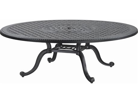 Gensun Grand Terrace Cast Aluminum 54'' Wide Round Chat Table with Umbrella Hole