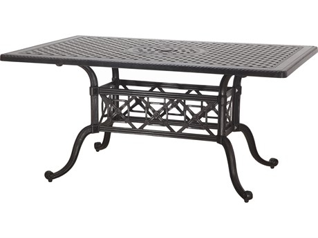 Gensun Grand Terrace Cast Aluminum 72''W x 42''D Rectangular Counter / Gathering Table with Umbrella Hole