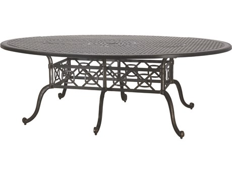 Gensun Grand Terrace Cast Aluminum 102''W x 72''D Geo Bar Table with Umbrella Hole