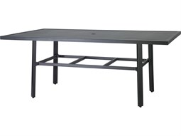Gensun Plank Aluminum 72''W x 44''D Rectangular Dining Table with Umbrella Hole