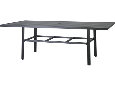 Gensun Plank Aluminum 86''W x 44''D Rectangular Dining Table with Umbrella Hole