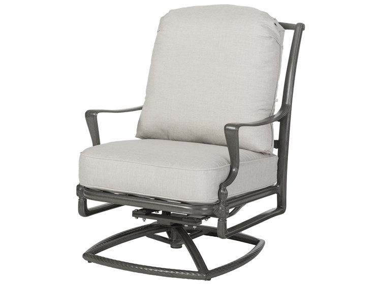 Gensun Bel Air Cushion Cast Aluminum High Back Swivel Rocker Lounge Chair