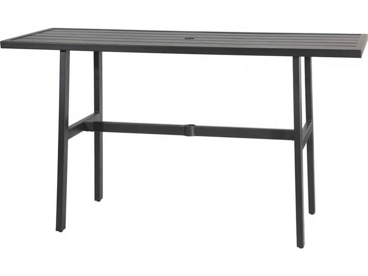 Gensun Plank Carbon  Aluminum 72''W x 25''D Rectangular Bar Table with Umbrella Hole