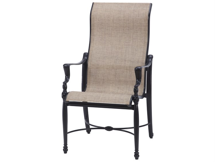 Gensun Bel Air Sling Cast Aluminum High Back Outdoor Patio Dining Arm Chair