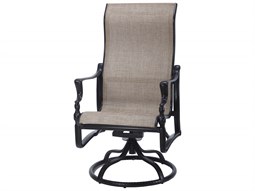 Gensun Bel Air Sling Cast Aluminum High Back Swivel Rocker Dining Arm Chair