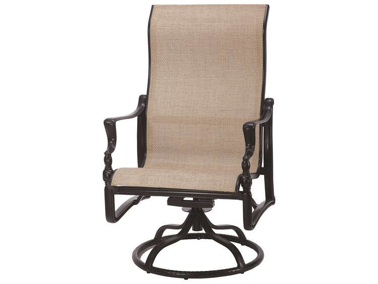 Gensun Bel Air Sling Cast Aluminum High Back Swivel Rocker Lounge Chair