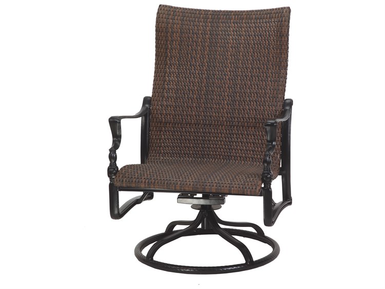 Gensun Bel Air Woven Cast Aluminum High Back Swivel Rocker Lounge Chair