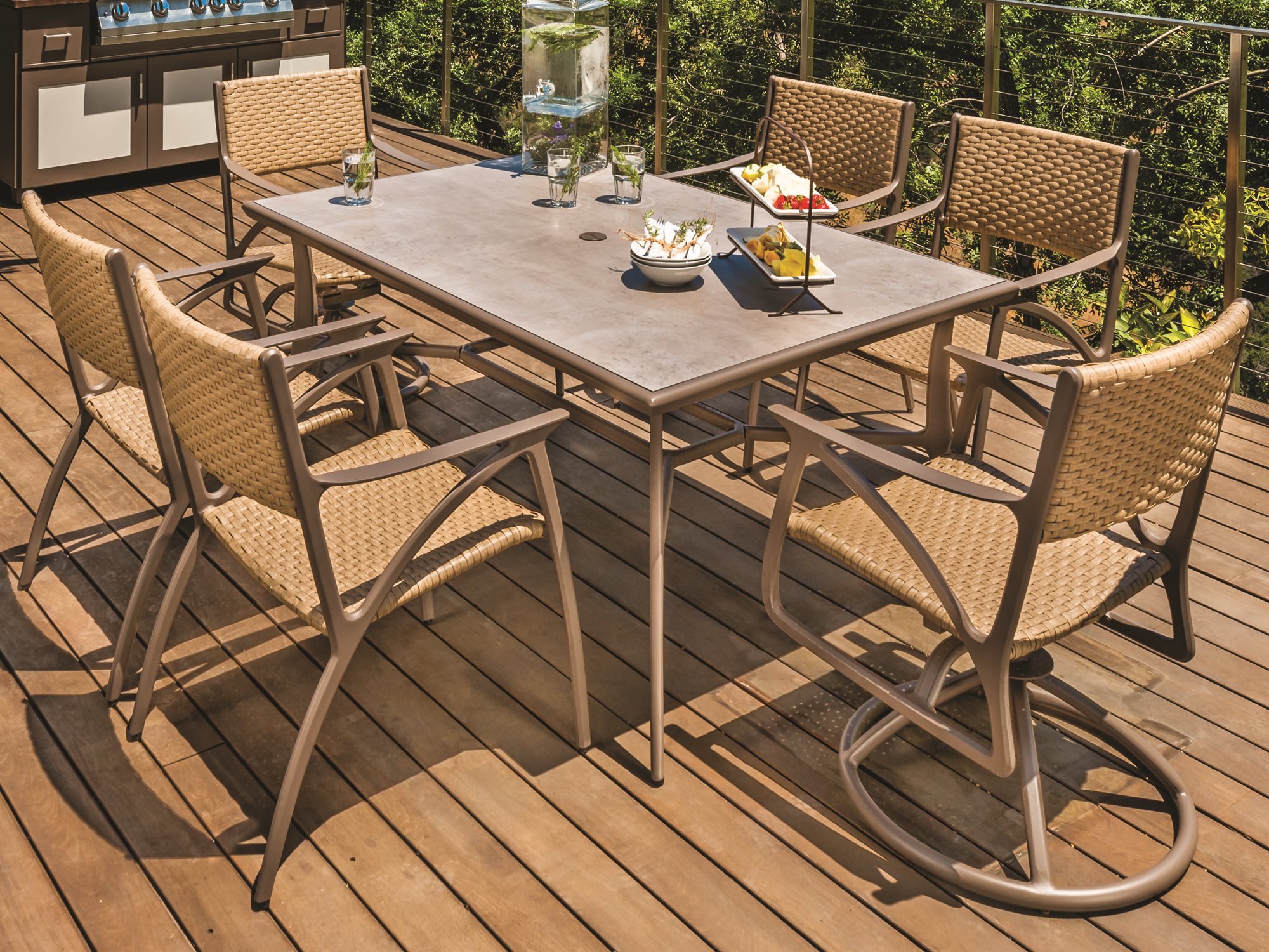 Gensun Phoenix Aluminum 63 x 42 Rectangular Dining Table with Artisan