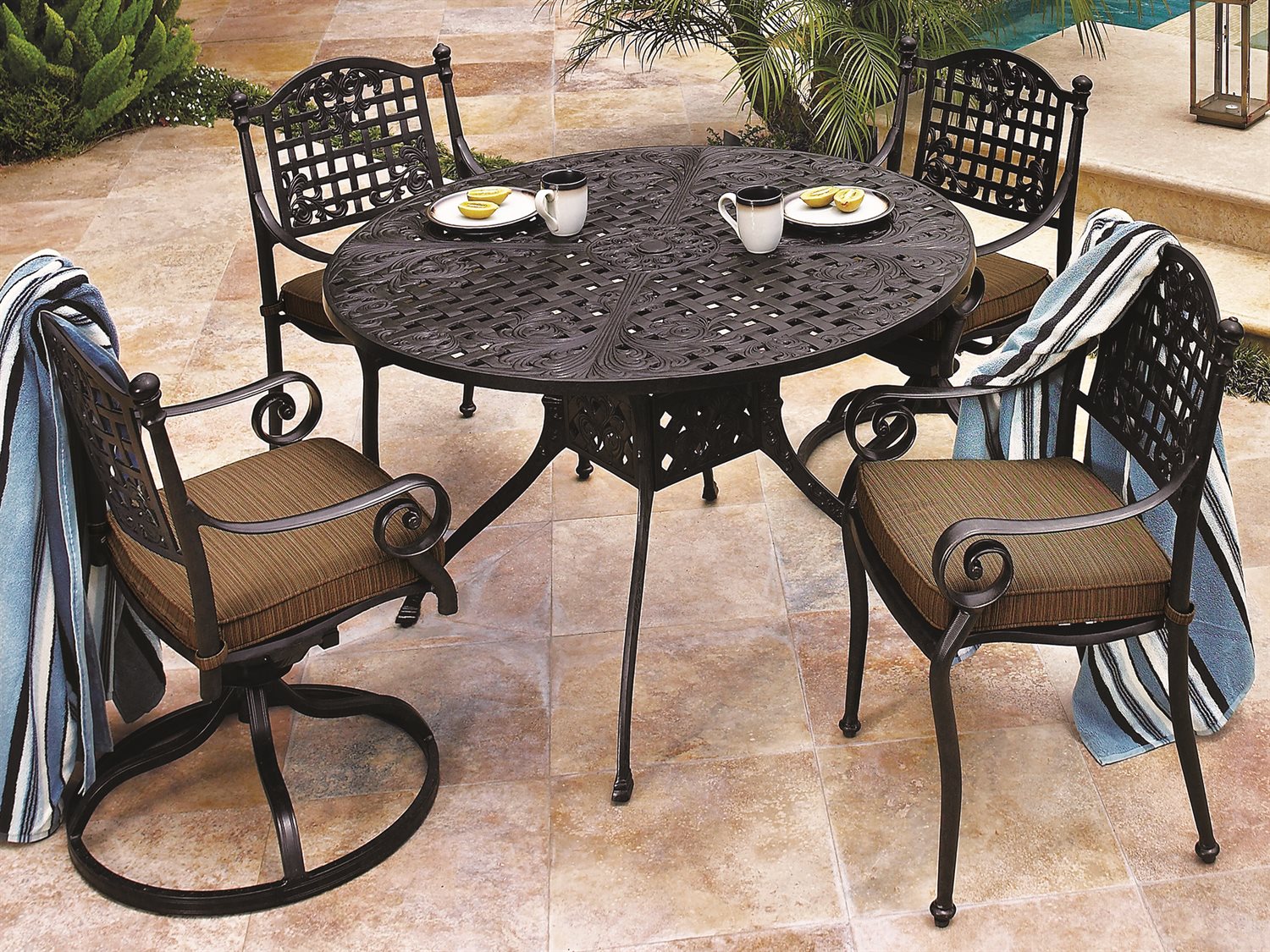 Gensun Verona Grand Cast Aluminum Cushion Swivel Rocker 80410011 View