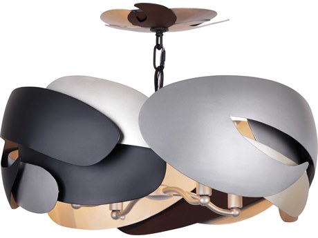 George Kovacs Metalo Misto 4-Light Coal Atlas Midnight Silver Black Semi Flush Mount