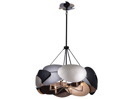 George Kovacs Metalo Misto 6-Light Coal Atlas Midnight Silver Black Pendant