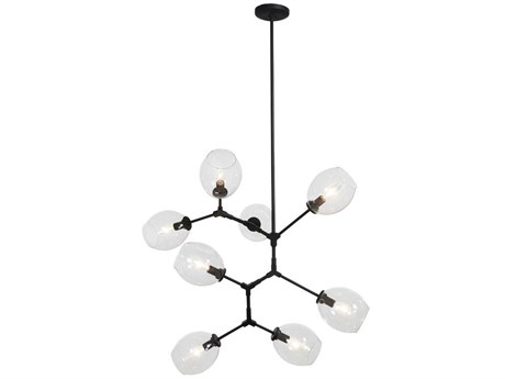 George Kovacs Nexpo 8-Light Coal Black Glass Round Chandelier