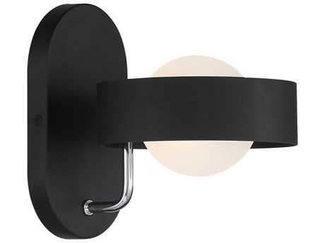 George Kovacs Lift Off 1-Light Sand Coal Polished Nickel Glass Wall Sconce