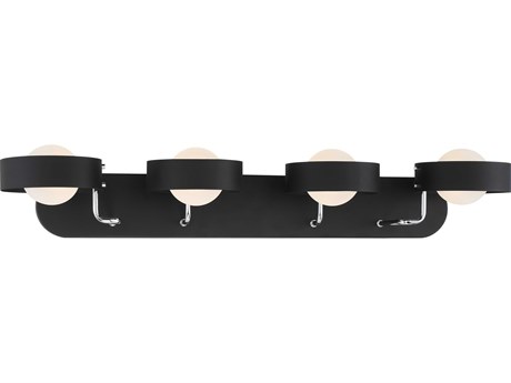 George Kovacs Lift Off 4-Light Sand Coal Polished Nickel Glass Vanity Light