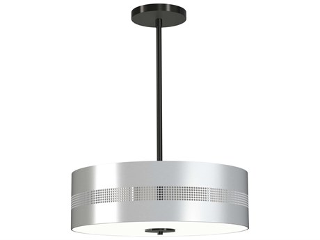 George Kovacs Grid 4-Light Coal Brushed Nickel Glass Drum Pendant