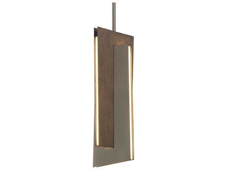 George Kovacs Intersezioni 1-Light Midnight Iron Faux Walnut Brown Geometric Mini Pendant