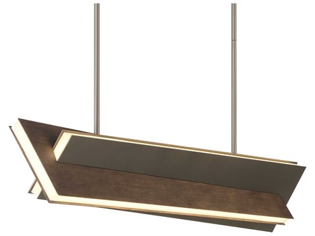 George Kovacs Intersezioni 1-Light Midnight Iron Faux Walnut Brown Geometric Island Pendant
