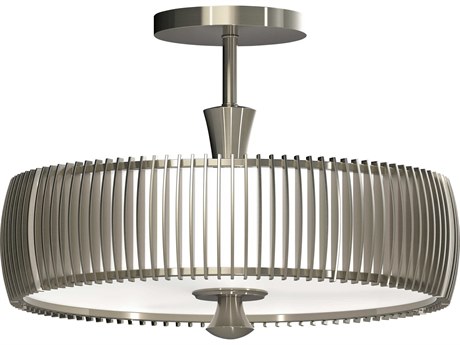 George Kovacs Night Moves 1-Light Pewter Steel Glass LED Drum Semi Flush Mount