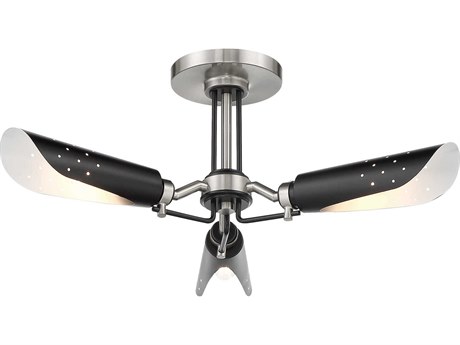George Kovacs Turbine 3-Light Coal Brushed Nickel Semi Flush Mount